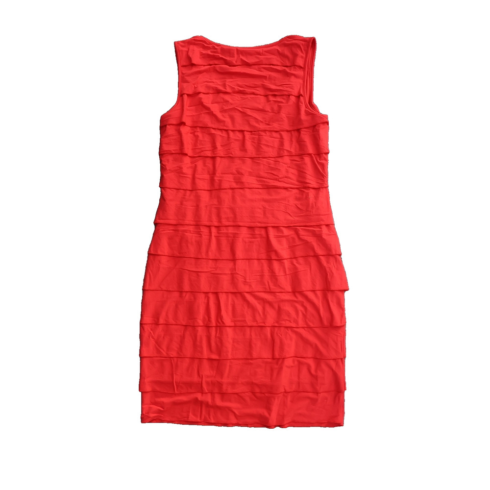 Calvin Klein Red Tiered T-Shirt Dress 12 Sleeveless Stretch Desk to Dinner - Picture 4 of 13